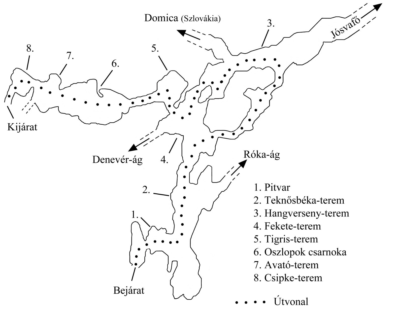 Az aggteleki rövidtúra útvonala Az aggteleki rövidtúra útvonala